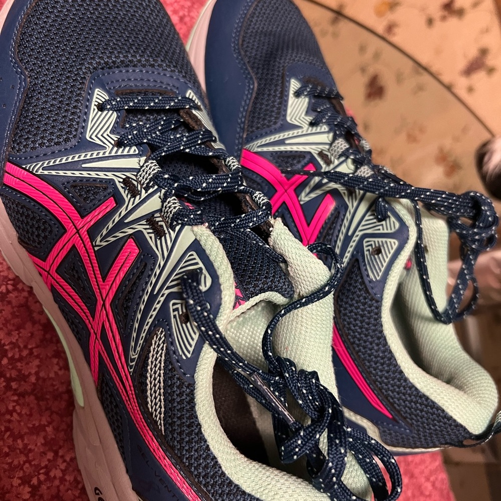 Asics Blue and Pink Sneakers with Breathable Mesh Design